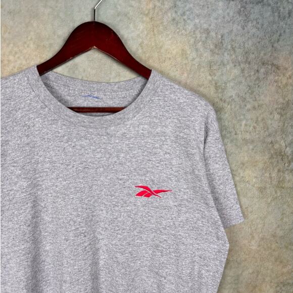 VTG 90s Reebok Logo T Shirt Mens Sz M Gray Red Embroidered Logo Sportswear - Picture 4 of 8